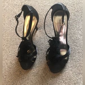 Style & Co - Black Satin Stiletto Heel w/Ruffle - Size 8 1/2 Md